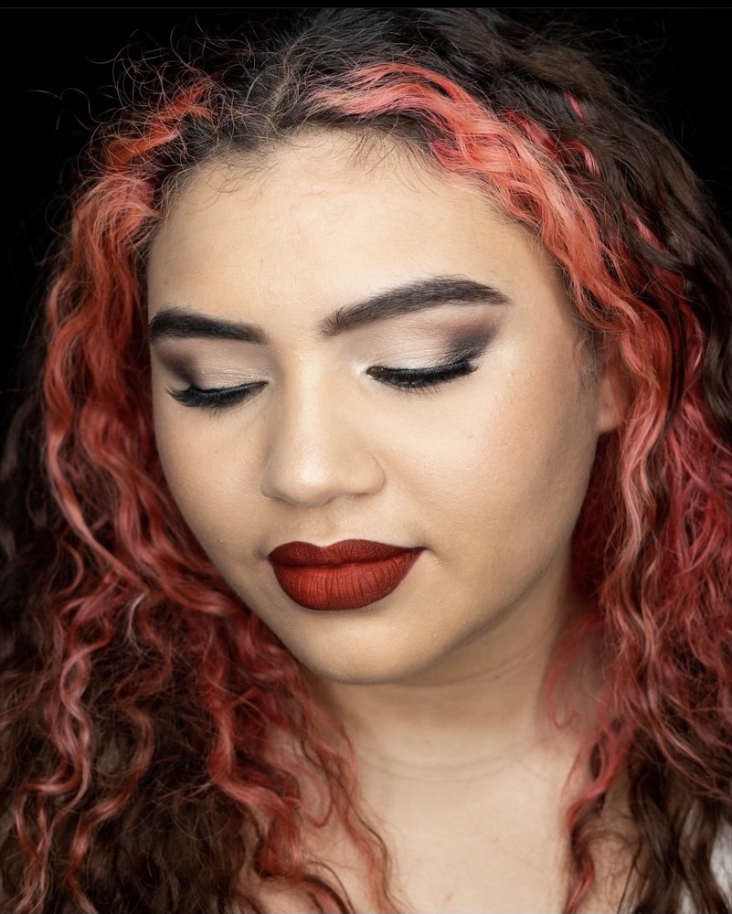 Bold red lip glam, another angle