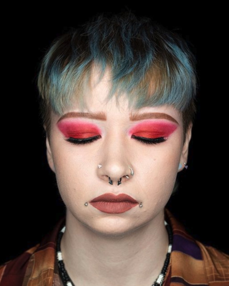 Bold pink and red creative eye, another angle